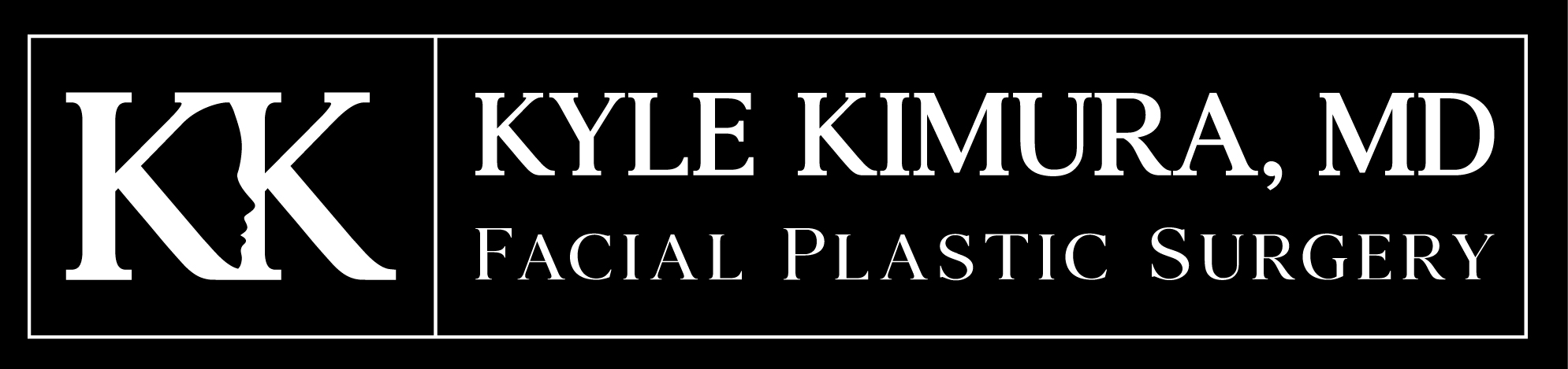 Logo with initials 'KK' and text for Kyle Kimura MD Facial Plastic Surgery.