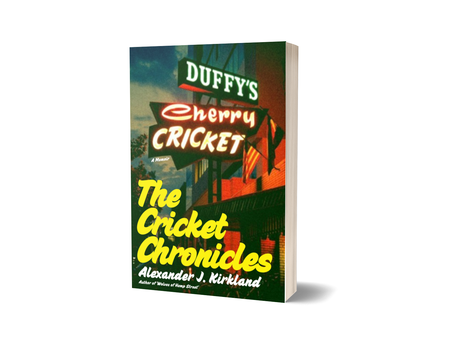 Book cover titled 'Duffy's Cherry Cricket: The Cricket Chronicles' with colorful illustrations and text.