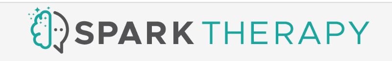 Logo with a brain icon and the words SPARK THERAPY.