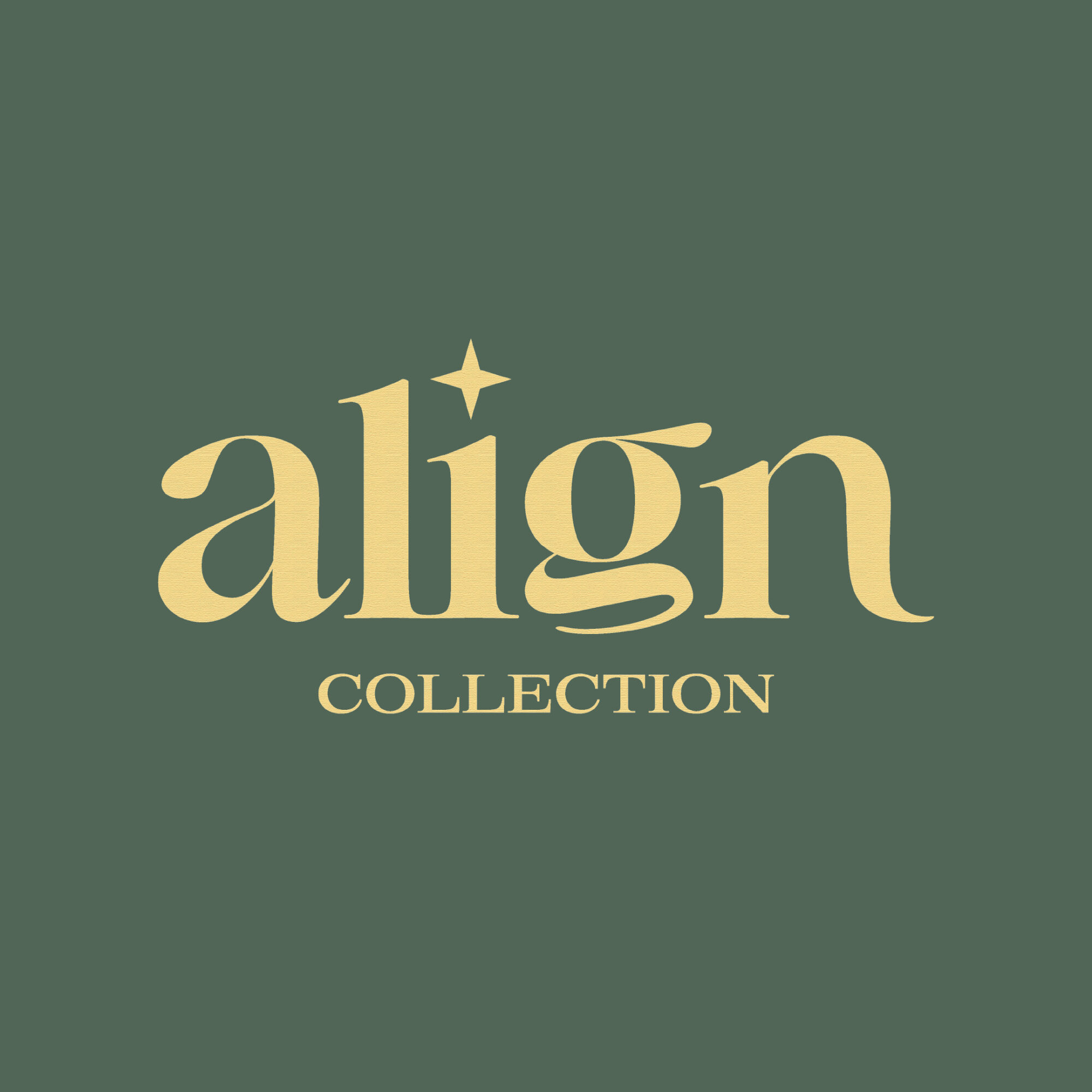 Align Collection logo with text and star symbol on a dark background.