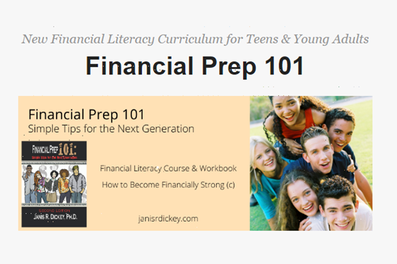 Cover of a financial literacy workbook titled 'Financial Prep 101' with a group of smiling children outdoors.