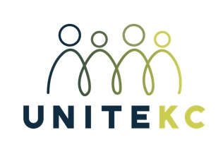 Four stylized human figures in a row above the text 'UNITEKC', with the figures in shades of green and blue.