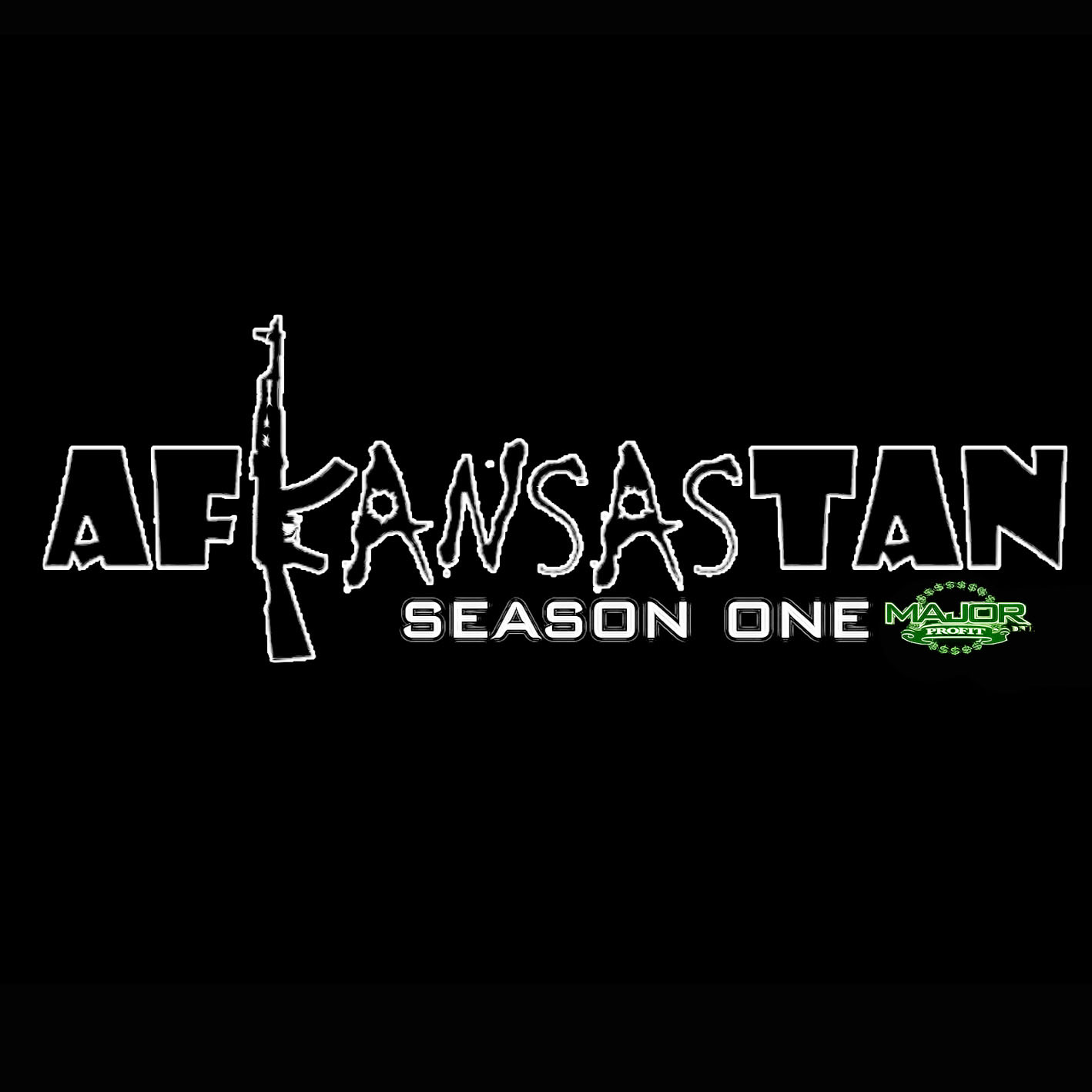 Logo with text 'AFGHANISTAN' and 'SEASON ONE', featuring a rifle silhouette, on a black background.