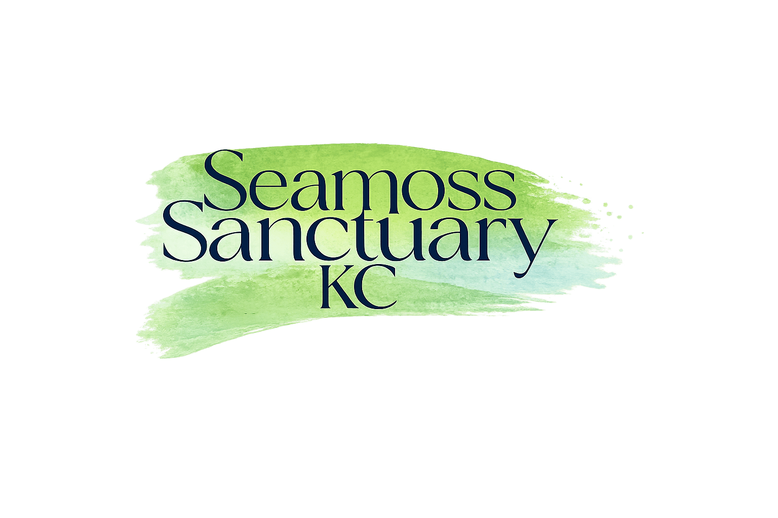 Seamoss Sanctuary KC logo with green and blue text on a black background.