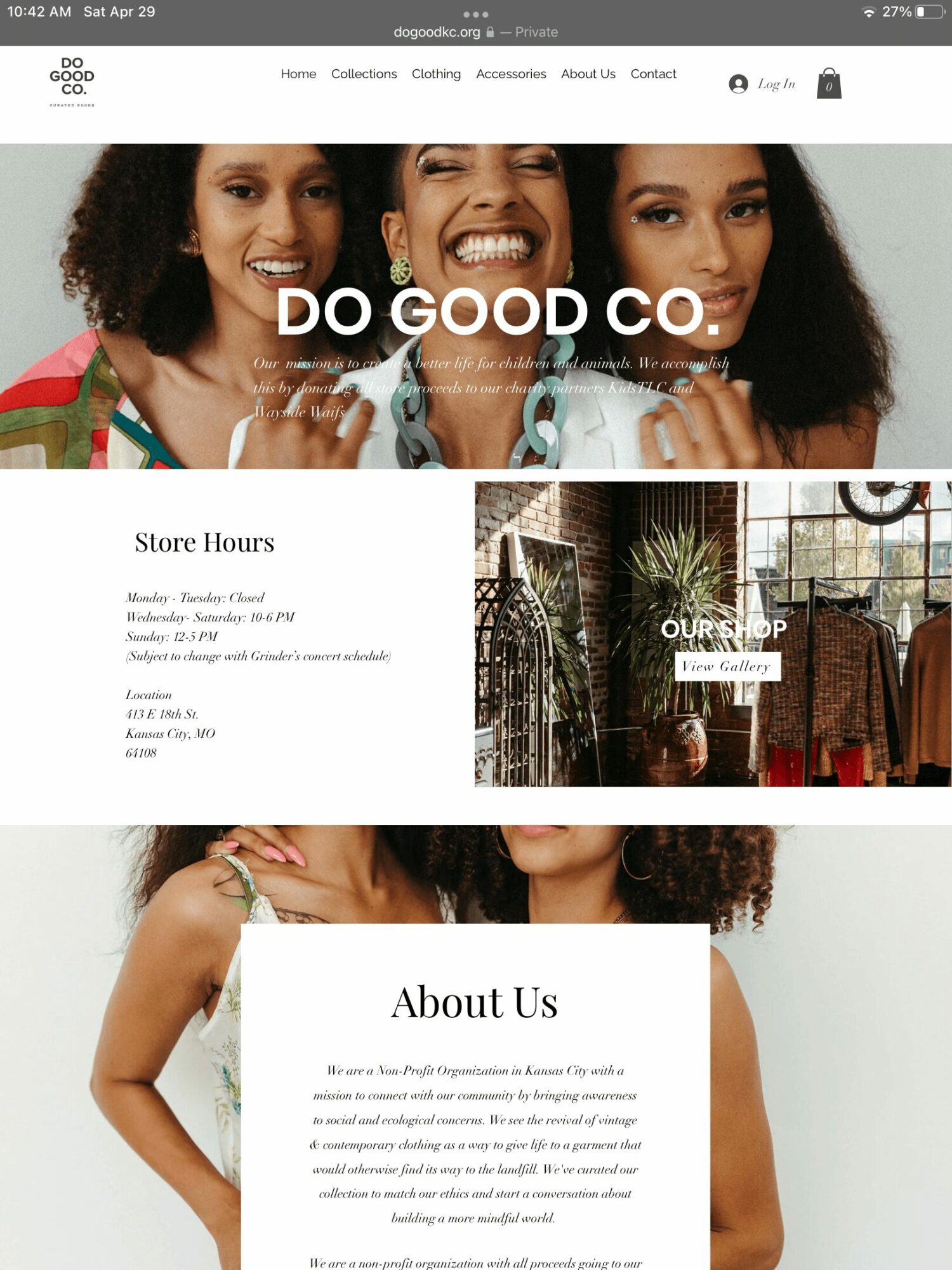 Three smiling women with curly hair, close-up, with text 'DO GOOD CO.' overlaid.