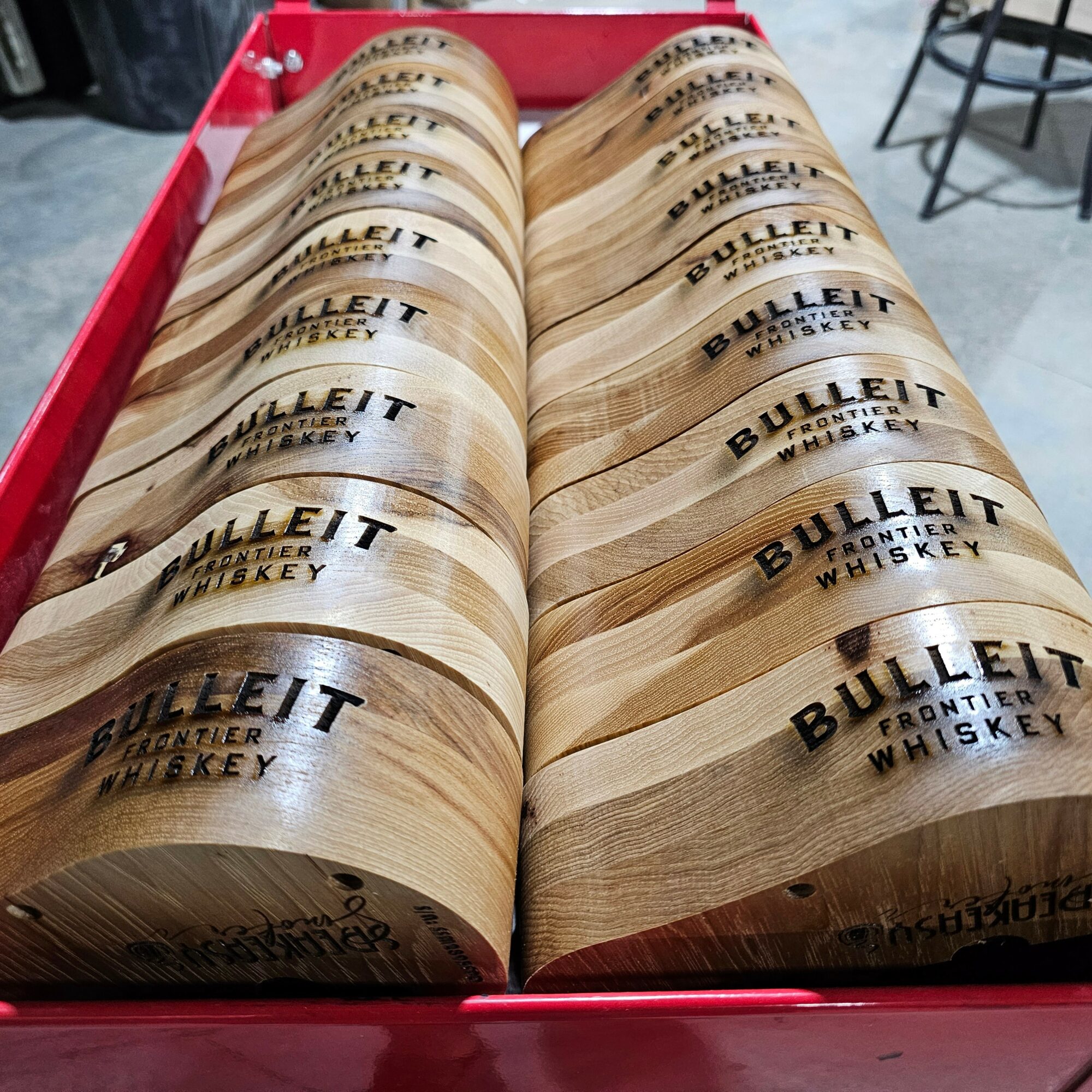 Stack of wooden coasters with