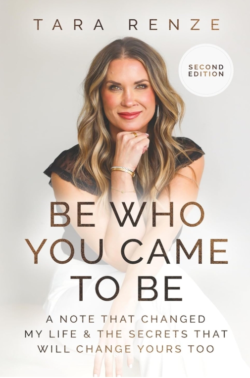 Book cover featuring a woman with wavy hair, smiling, with text about life and secrets, author Tara Renze, second edition.