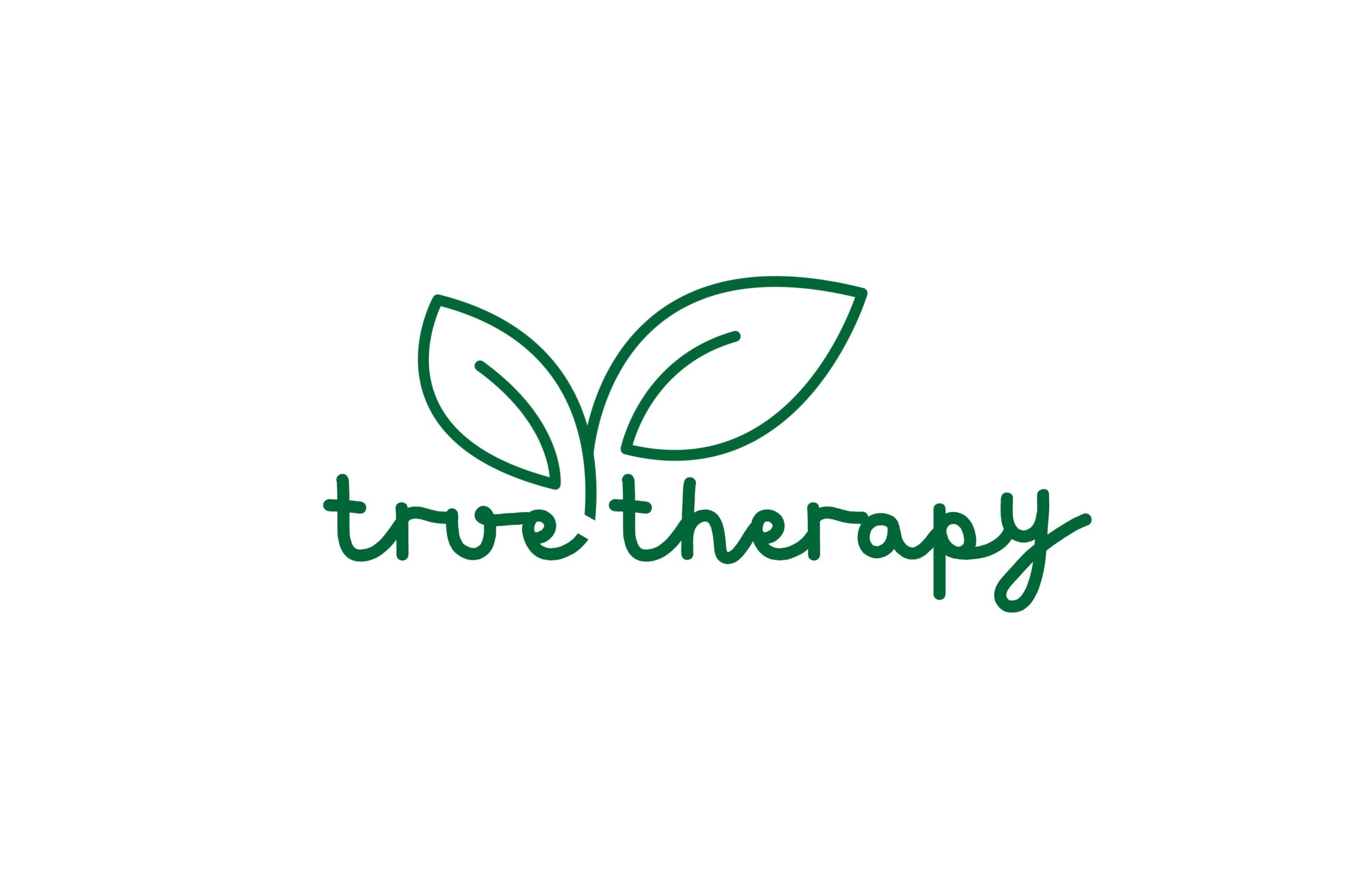 Two stylized leaves above the words 